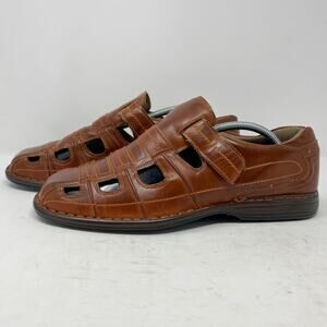 Stacy Adams Faux Leather Belmar Fisherman Sandals Mens 10 Cognac